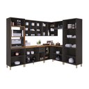 Ver imagem 5 de Cozinha Americana Modulada de Canto Reto Torre Quente Cristaleira com Vidro Reflecta Balcão 120cm para Pia com Tampo Completa 8 Peças Paris