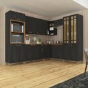 Ver imagem 2 de Cozinha Americana Modulada de Canto Reto Torre Quente Cristaleira com Vidro Reflecta Balcão 120cm para Pia com Tampo Completa 8 Peças Paris