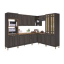 Ver imagem 3 de Cozinha Americana Modulada de Canto Reto Torre Quente Cristaleira com Vidro Reflecta Balcão 120cm para Pia com Tampo Completa 8 Peças Paris