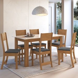 Conjunto Sala de Jantar 1 Mesa 6 Cadeiras Versalhes