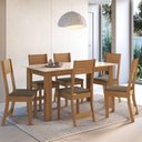 Ver imagem 1 de Conjunto Sala de Jantar 1 Mesa 6 Cadeiras Versalhes Amarelo/Freijó/Off-White/Cacau