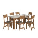 Ver imagem 3 de Conjunto Sala de Jantar 1 Mesa 6 Cadeiras Versalhes Amarelo/Freijó/Off-White/Cacau