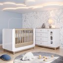 Ver imagem 1 de Conjunto Quarto de Bebê Berço 2 em 1 e Cômoda Sophia Espresso Móveis Branco/Jequitiba
