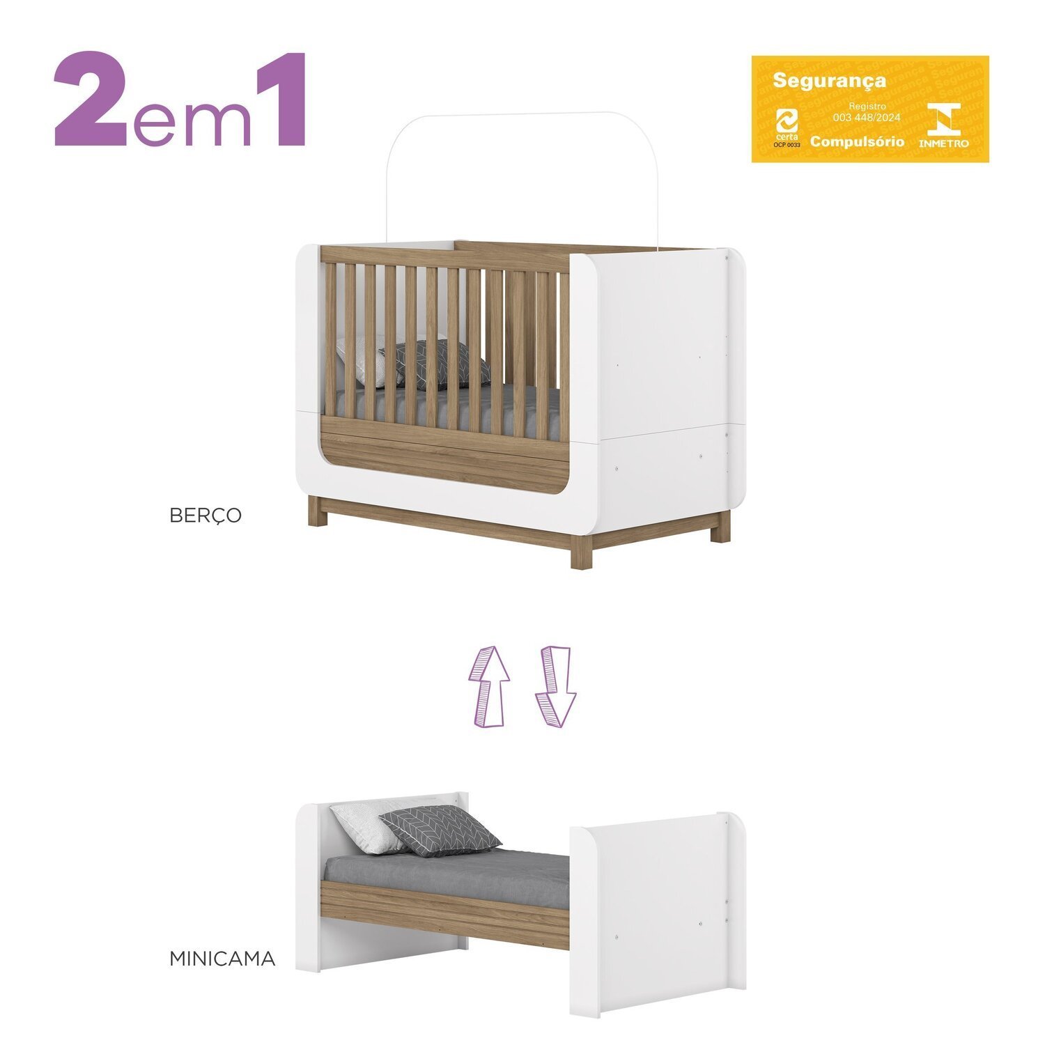 Conjunto Quarto de Bebê Berço 2 em 1 e Cômoda Sophia Espresso Móveis - 5