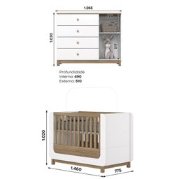 Conjunto Quarto de Bebê Berço 2 em 1 e Cômoda Sophia Espresso Móveis - 3