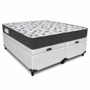 Ver imagem 1 de Cama Box Baú Casal Bipartido Blindado Sintético Branco + Colchão Casal de Espuma - Ortobom ISO 100