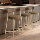Ver imagem 1 de Banqueta Cozinha Alta com Encosto Kit 3 Industrial Champanhe Londres New Couro Flex D03 - D'Rossi