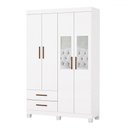 Ver imagem 3 de Guarda-roupa Solteiro Genova 4 Portas 2 Gavetas com Espelho 22113 Branco - Carioca Móveies