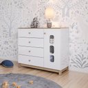Ver imagem 1 de Cômoda Infantil 1 Porta 3 Gavetas Sophia Espresso Móveis Branco/Jequitibá HP