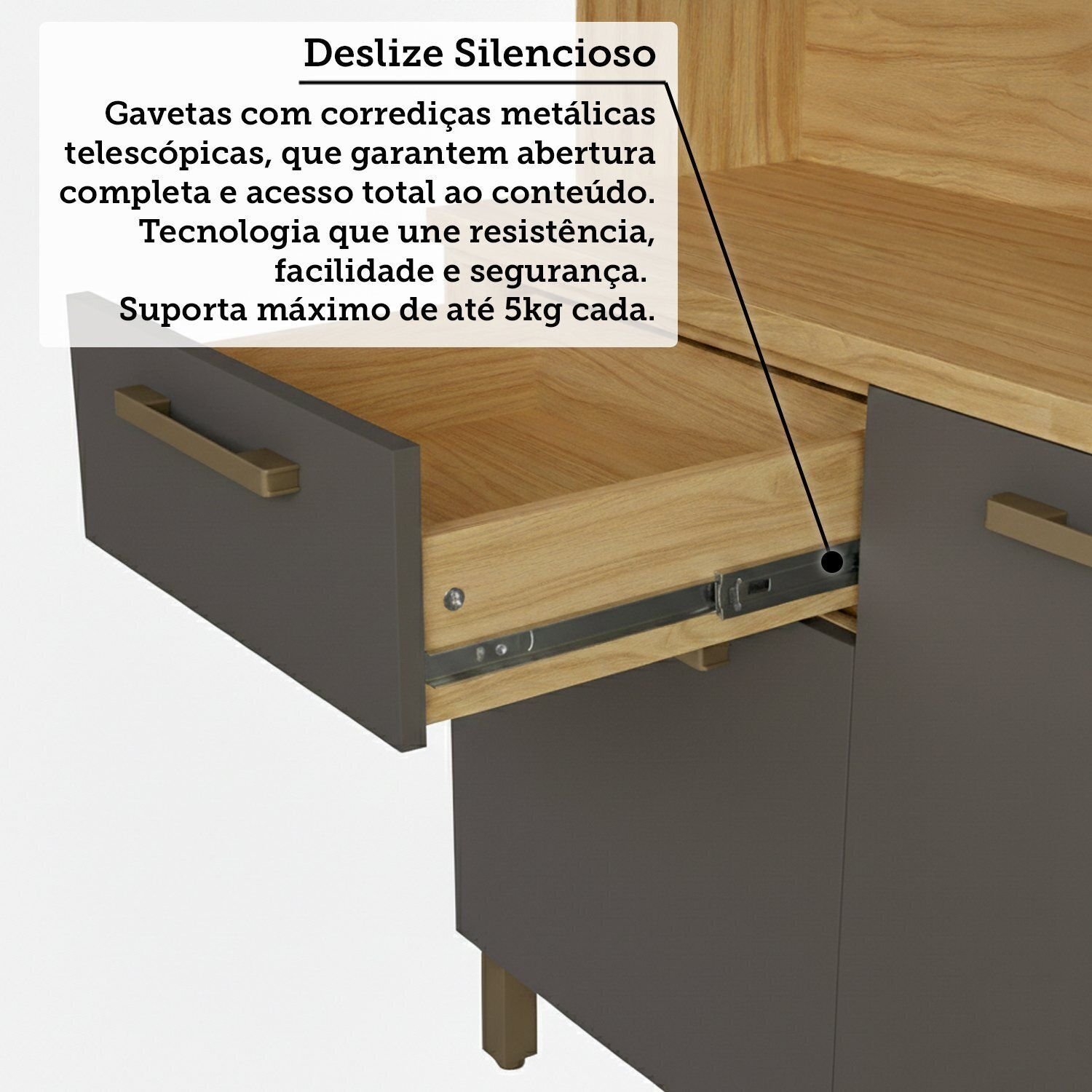 Armário de Cozinha Compacta com 8 Portas e 2 Gavetas 200cm 100