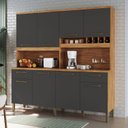 Ver imagem 1 de Armário de Cozinha Compacta com 8 Portas e 2 Gavetas 200cm 100% MDF Bruxelas Espresso Móveis Cinza/Amêndoa/Chumbo