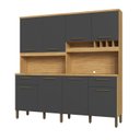 Ver imagem 2 de Armário de Cozinha Compacta com 8 Portas e 2 Gavetas 200cm 100% MDF Bruxelas Espresso Móveis Cinza/Amêndoa/Chumbo