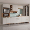 Ver imagem 1 de Cozinha Completa Modulada 7 Peças com Torre Quente e Paneleiro Cristaleira Isabelle Freijó/Arenas