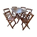 Ver imagem 1 de Conjunto Mesa Dobrável Madeira 110x70 com 6 Cadeiras Personalizada Jack Imbuia - Cor: Marrom