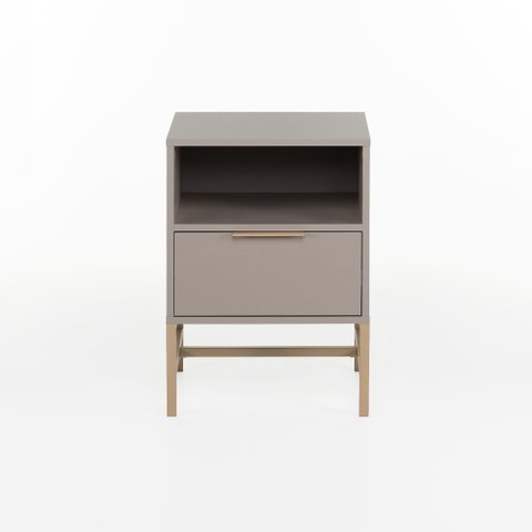 Mesa de Cabeceira Square 1 Gaveta 1 Nicho 43 Cm X 40 Cm Nude Gianduia