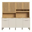 Ver imagem 2 de Armário de Cozinha Compacta 8 Portas 2 Gavetas e Mini Adega 200cm 100% MDF Hungria Espresso Móveis Bege/Amêndoa/Off White