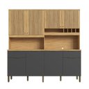 Ver imagem 2 de Armário de Cozinha Compacta 8 Portas 2 Gavetas e Mini Adega 200cm 100% MDF Hungria Espresso Móveis Cinza/Amêndoa/Chumbo