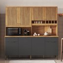 Ver imagem 1 de Armário de Cozinha Compacta 8 Portas 2 Gavetas e Mini Adega 200cm 100% MDF Hungria Espresso Móveis Cinza/Amêndoa/Chumbo
