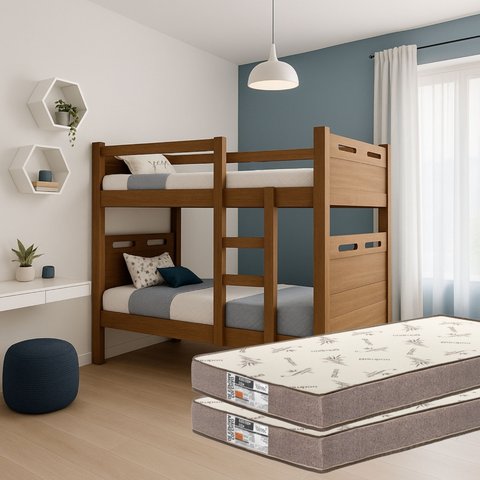 Beliche com 02 Colchões D33 Inclusos Resistente com Proteção Superior Total