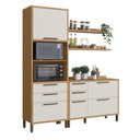 Ver imagem 2 de Armário de Cozinha com Balcão e Tampo 4 Portas 5 Gavetas Pérola 100% Mdf Vidro Reflecta Amêndoa/Off