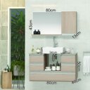 Ver imagem 2 de Conjunto Gabinete Banheiro POLO 80cm Madeirado Inteiro- Gabinete + Cuba + Espelheira + Tampo Vidro