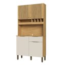 Ver imagem 2 de Armário de Cozinha Compacta 4 Portas 1 Gaveta e Mini Adega 101cm 100% MDF Croácia Espresso Móveis Bege/Amêndoa/Off White