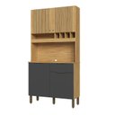 Ver imagem 2 de Armário de Cozinha Compacta 4 Portas 1 Gaveta e Mini Adega 101cm 100% MDF Croácia Espresso Móveis Cinza/Amêndoa/Chumbo