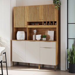 Cozinha Compacta com 6 Portas 1 Gaveta e Mini Adega 151,30 Cm 100% Mdf Croácia Espresso Móveis - 1