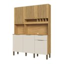 Ver imagem 2 de Armário de Cozinha Compacta 6 Portas 1 Gaveta e Mini Adega 151cm 100% MDF Croácia Espresso Móveis Bege/Amêndoa/Off White