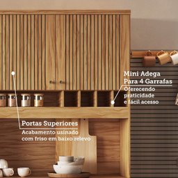 Cozinha Compacta com 6 Portas 1 Gaveta e Mini Adega 151,30 Cm 100% Mdf Croácia Espresso Móveis - 5