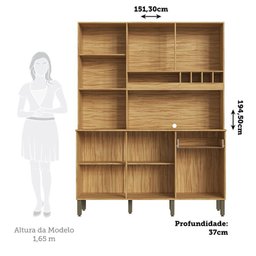 Cozinha Compacta com 6 Portas 1 Gaveta e Mini Adega 151,30 Cm 100% Mdf Croácia Espresso Móveis - 3