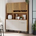 Ver imagem 1 de Armário de Cozinha Compacta 6 Portas 1 Gaveta e Mini Adega 151cm 100% MDF Croácia Espresso Móveis Bege/Amêndoa/Off White