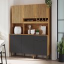 Ver imagem 1 de Armário de Cozinha Compacta 6 Portas 1 Gaveta e Mini Adega 151cm 100% MDF Croácia Espresso Móveis Cinza/Amêndoa/Chumbo