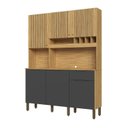 Ver imagem 2 de Armário de Cozinha Compacta 6 Portas 1 Gaveta e Mini Adega 151cm 100% MDF Croácia Espresso Móveis Cinza/Amêndoa/Chumbo
