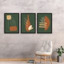 Ver imagem 1 de Kit 3 Quadros Boho Verde Musgo e Terracota 24x18cm:madeira Branca
