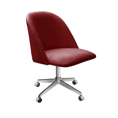 Cadeira de Escritório Poltrona Estofada Decorativa com Rodízio Vermelho/Bordô