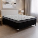 Ver imagem 1 de Cama Box Conjugada Casal com Pés de Madeira Maciça Pasquale Preto/Rústico/Branco