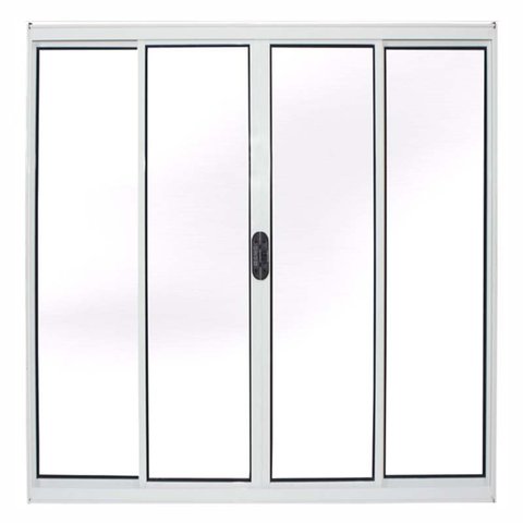 Janela de Alumínio Branco Vitro de Correr 4 Folhas Sem Grade CMC Modular - 2.00 (L) X 1.00 (A)