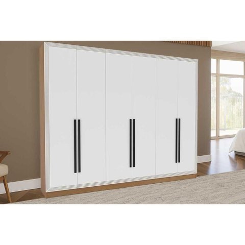 Guarda Roupa 6 Portas e 4 Gavetas Valência Freijo/branco - Politorno
