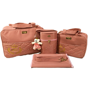 Bolsa maternidade bebê kit 4 peças trocador Rosê impermeável
