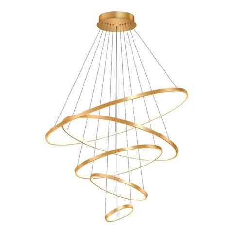 Lustre Luminária Led 5 Arcos Anéis Pendente 80w Moderno Dourado 4000k 110v/220v Brinovar