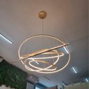 Ver imagem 4 de Lustre Luminária Led 5 Arcos Anéis Pendente 80w Moderno Dourado 4000k 110v/220v Brinovar