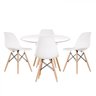 Conjunto Mesa Redonda 90cm Tampo em Mdf 4 Cadeiras Pp Base Madeira Eames Dsw-m - 1