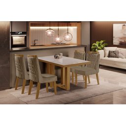 Sala de Jantar Completa com 4 Cadeiras 1,20x0,80m - Lottus Atena - Lj Móveis - 1