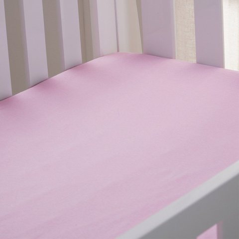 Lençol de Berço com Elástico Malha 100% Algodão 125g/m² 70x130x15cm Rosa