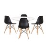 Conjunto Mesa Redonda 90cm Tampo em Mdf 4 Cadeiras Pp Base Madeira Eames Dsw-m - 1