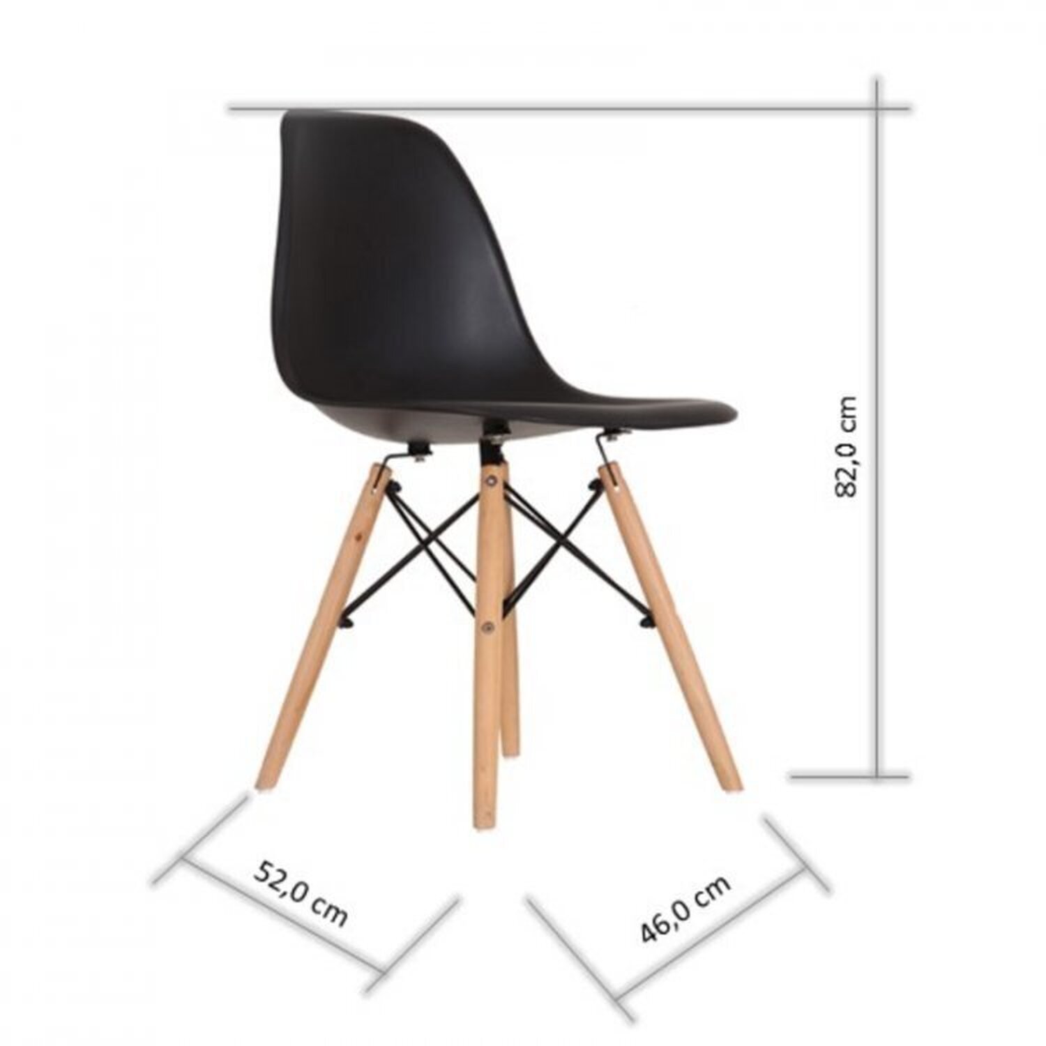 Conjunto Mesa Redonda 90cm Tampo em Mdf 4 Cadeiras Pp Base Madeira Eames Dsw-m - 7