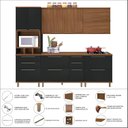 Ver imagem 6 de Cozinha Modulada Paneleiro 4 Portas com Nicho Forno Aéreo 2 Portas 120cm Balcão com Tampo 120cm 2 Aéreos geladeira 80cm Completa 6 Peças Madri