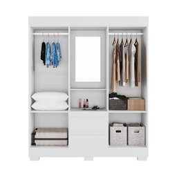 Guarda Roupa Acp Isabely 4 Portas com Espelho e Pés - Branco - 2