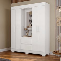 Guarda Roupa Acp Isabely 4 Portas com Espelho e Pés - Branco - 3